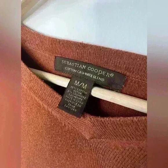 Sebastian Cooper Men’s Orange Cotton Cashmere Old Money Preppy Sweater Medium - Picture 3 of 13